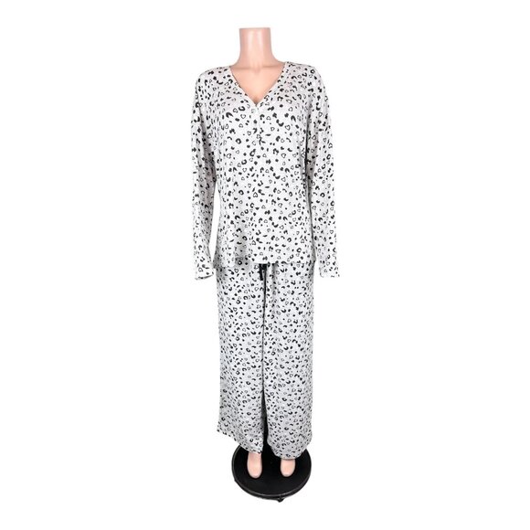 Splendid Brushed Button Detail Top and Pant Sleep Set Grey/Wild Love XL A521602 - Picture 1 of 1